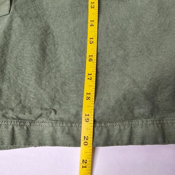 J.Crew Popover Shirt Cotton Linen Blend Green Long Sleeve Buttoned Cropped Sz M - Picture 8 of 12
